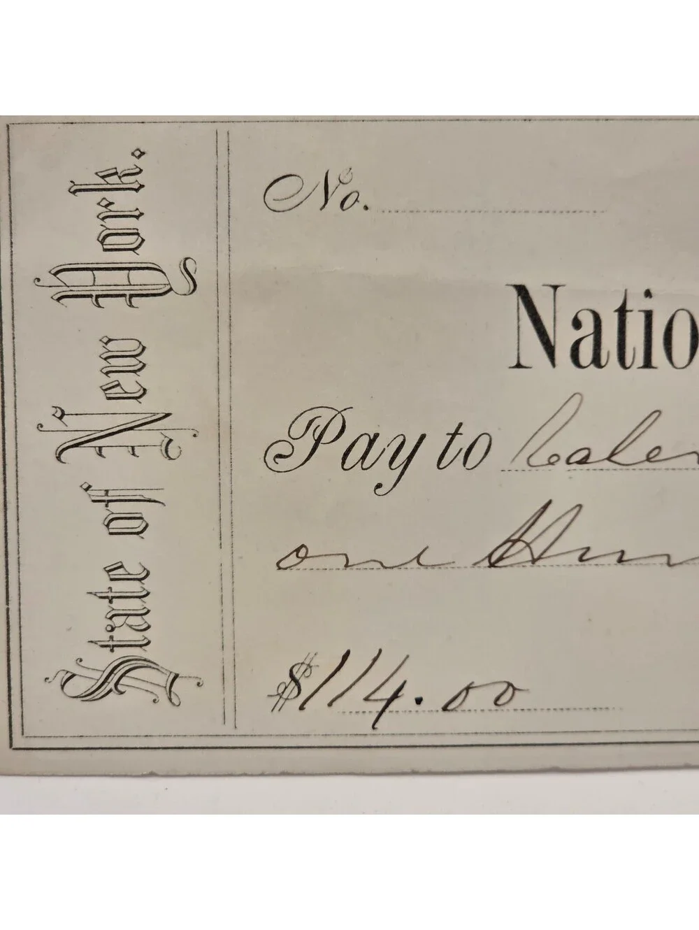 1869 National Ulster County Bank Check Kingston NY Revenue Stamp Cancelled